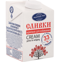 Сливки 1л т/п Молочный Мир 33%
