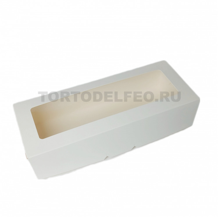 Коробка 25*10*6см с окном Белая