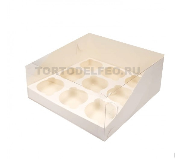 Коробка под капкейки 9шт с пластиковой крышкой