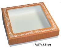Коробочка для пряников 17*17*3,5см рыжая