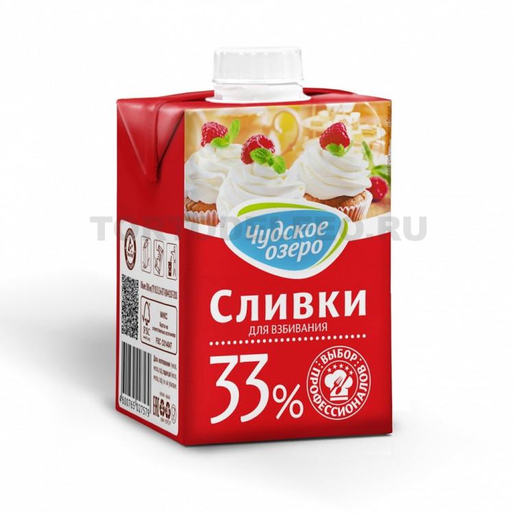 Сливки 0,2л т/п Чудское Озеро 33%