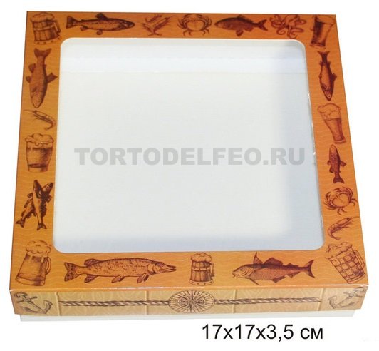 Коробочка для пряников 17*17*3,5см рыба