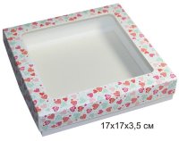 Коробочка для пряников 17*17*3,5см сердечки