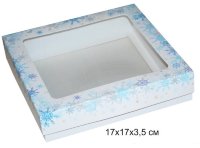 Коробочка для пряников 17*17*3,5см снежинка