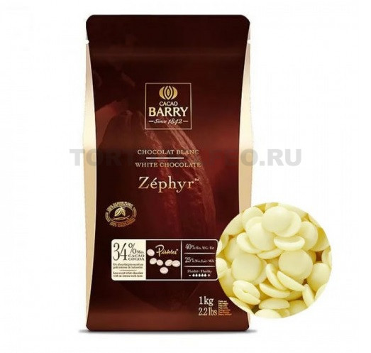Шоколад Cacao Barry 100гр Зефир белый 34%