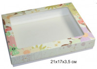 Коробочка для пряников 21*17*3,5см цветы