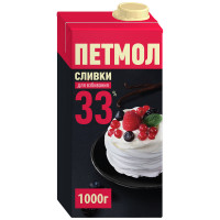 Сливки 1л т/п Петмол 33%