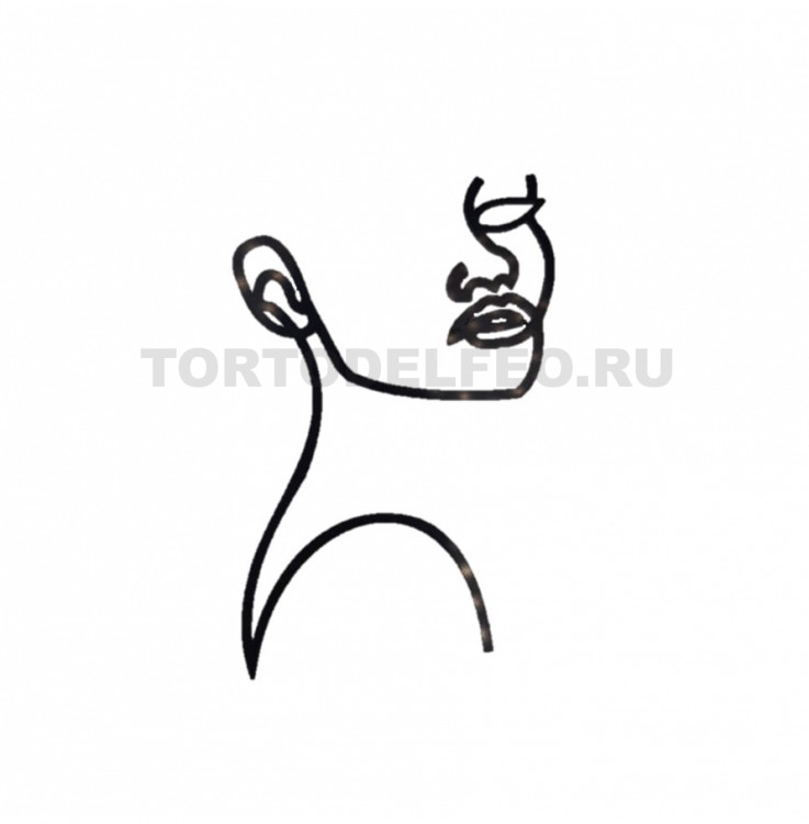 Топпер Девушка контур лица пластик черный