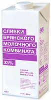 Сливки 1л т/п Брянские 33%